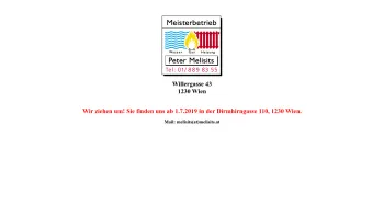 Website Screenshot: Meisterbetrieb Peter Melisits - Melisits Peter - Gas - Wasser - Heizung - 1230 Wien - Willergasse 43 - Date: 2023-06-14 10:43:48