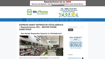 Website Screenshot: Mister Phone Handyshop Vöcklabruck - Reparaturbonus 50% | Mister Phone Express Handy Reparatur Vöcklabruck - Date: 2023-06-23 12:07:13