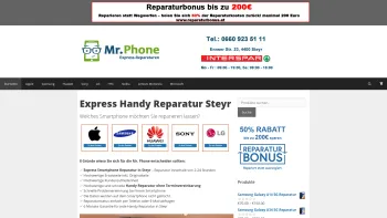 Website Screenshot: Mr. Phone Express Handy Reparatur Steyr - Reparaturbonus 50% | Mr.Phone Steyr - Date: 2023-06-26 10:26:35