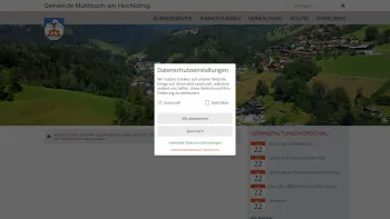 Website Screenshot: Mühlbach am Hochkönig Gemeinde Region Regional Regionales Information System Gemeinde Gemeinden - Mühlbach am Hochkönig - Startseite - Date: 2023-06-23 12:07:33