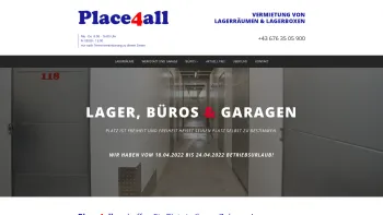 Website Screenshot: Place4all KE Lagerverwaltung GmbH - Place4all in Stockerau - Willkommen! - Date: 2023-06-14 10:44:29