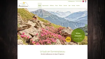 Website Screenshot: Apart Pregenzer Ihr Urlaubszuhause Fiss Tirol - Home - Apart Pregenzer Fiss - Date: 2023-06-26 10:19:12