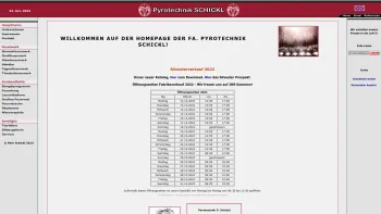 Website Screenshot: Pyrotechnik P. Schickl - Pyrotechnik Schickl Feuerwerke Pyro Schickl - Date: 2023-06-26 10:19:32