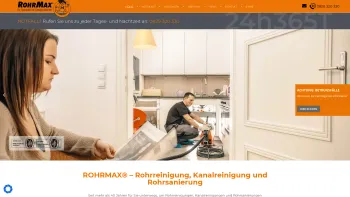 Website Screenshot: bei RohrMax Ihr Rohrreinigungsservice! - ROHRMAX | Spezialisten bei Kanalproblemen, Abflussverstopfung, uvm. - Date: 2023-06-26 10:20:17