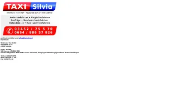 Website Screenshot: Taxi Silvia - Taxi Silvia Leibnitz 03452 - 75 5 70 oder 0664 - 886 57 826 - Date: 2023-06-26 10:22:56
