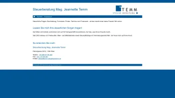 Website Screenshot: TEMM STEUERBERATUNG - Steuerberatung Mag. Jeannette Temm - Date: 2023-06-14 10:45:39