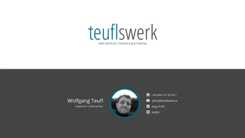 Website Screenshot: Wolfgang Teufl teuflswerk - Wolfgang Teufl | teuflswerk | Full Stack Developer, Freelancer, Webdesign, Webprogrammierung und Hosting - Date: 2023-06-14 10:38:07