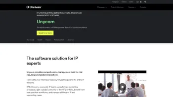 Website Screenshot: Schutzrechtsverwaltung Patentverwaltung IP Management Software von unycom - Unycom: IP & patent management software - Clarivate - Date: 2023-06-26 10:23:57