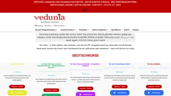 Website Screenshot: Das Lernstudio Vedunia e.U. staatlich anerkanntes Sprachen und zertifiziertes ÖIF Prüfungszentrum - Vedunia - Date: 2023-06-26 10:26:49