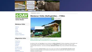 Website Screenshot: Weidener Hütte - Weidener Hütte (Nafinghütte) 1799m - Weidener Hütte - DAV Sektion Weiden - Date: 2023-06-15 16:02:34
