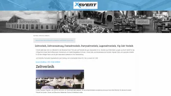 Website Screenshot: X-Event e.U. - Zeltverleih, Zeltvermietung, Festzeltverleih, Partyzeltverleih, Lagerzeltverleih, Vip Zelt Verleih - Date: 2023-06-26 10:25:24