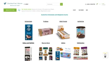 Website Screenshot: Zuckerfrei Store e.U. - Schokolade Kekse Proteinriegel ohne zugesetzten Zucker - Date: 2023-06-26 10:26:52